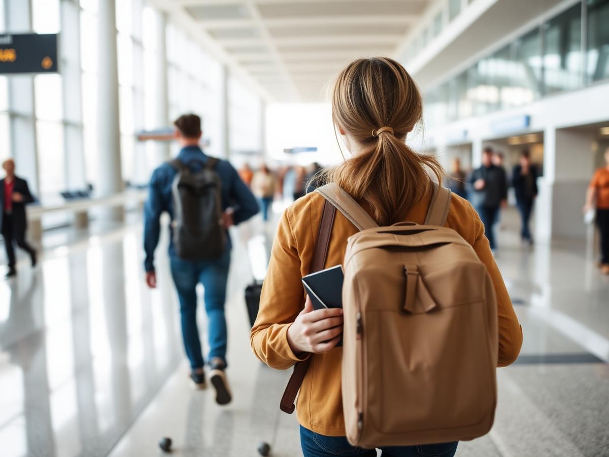 Voyageur dans un aéroport avec son passeport
